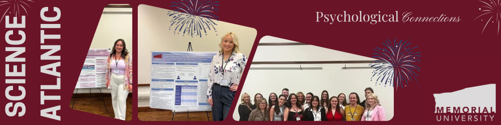 Two female students in front of their research day posters and the entire cohort together